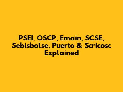 PSEI, OSCP, Emain, SCSE, Sebisbolse, Puerto & Scricosc Explained
