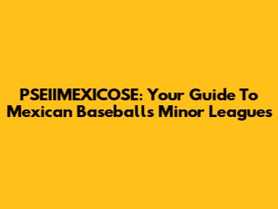 PSEIIMEXICOSE: Your Guide To Mexican Baseball's Minor Leagues