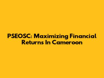 PSEOSC: Maximizing Financial Returns In Cameroon