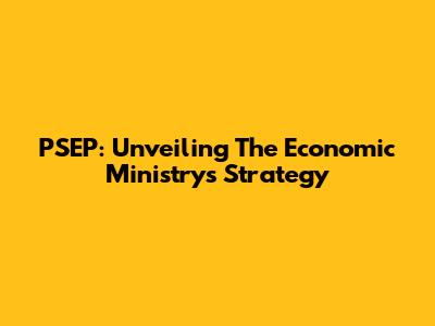 PSEP: Unveiling The Economic Ministry's Strategy