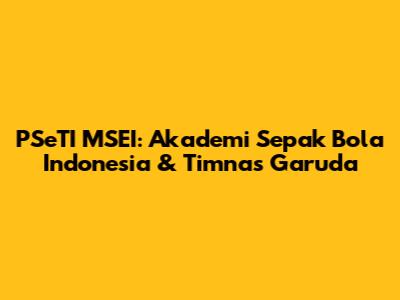 PSeTI MSEI: Akademi Sepak Bola Indonesia & Timnas Garuda