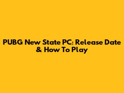 PUBG New State PC: Release Date & How To Play