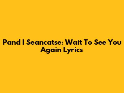 Pand I Seanca'tse: Wait To See You Again Lyrics