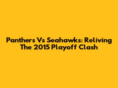 Panthers Vs Seahawks: Reliving The 2015 Playoff Clash
