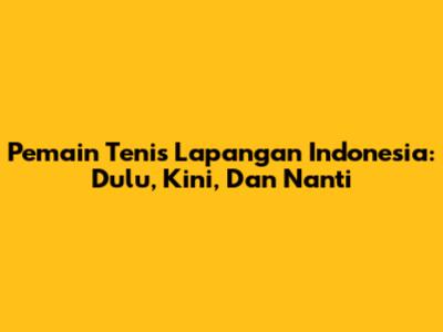Pemain Tenis Lapangan Indonesia: Dulu, Kini, Dan Nanti