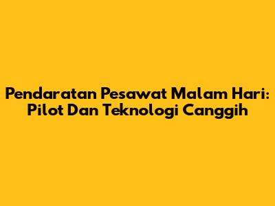 Pendaratan Pesawat Malam Hari: Pilot Dan Teknologi Canggih