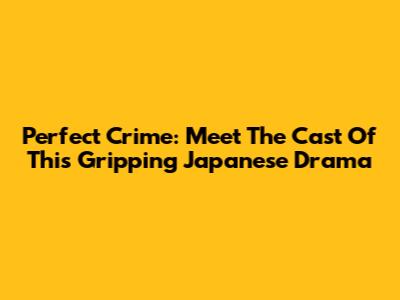 Perfect Crime: Meet The Cast Of This Gripping Japanese Drama