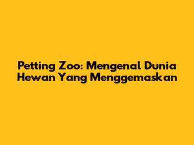 Petting Zoo: Mengenal Dunia Hewan Yang Menggemaskan