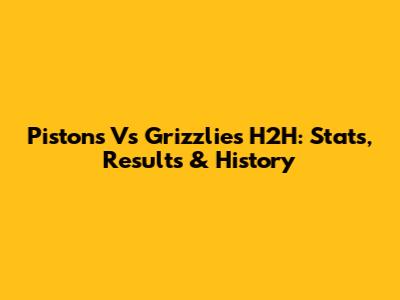 Pistons Vs Grizzlies H2H: Stats, Results & History