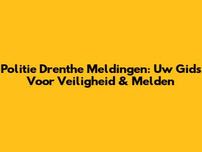 Politie Drenthe Meldingen: Uw Gids Voor Veiligheid & Melden