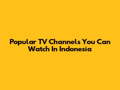 Popular TV Channels You Can Watch In Indonesia