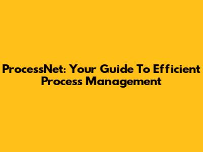 ProcessNet: Your Guide To Efficient Process Management