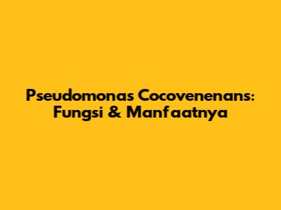 Pseudomonas Cocovenenans: Fungsi & Manfaatnya