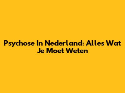 Psychose In Nederland: Alles Wat Je Moet Weten