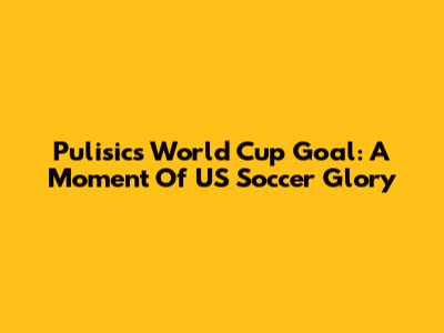 Pulisic's World Cup Goal: A Moment Of US Soccer Glory