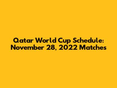 Qatar World Cup Schedule: November 28, 2022 Matches