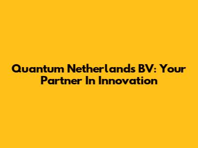 Quantum Netherlands BV: Your Partner In Innovation