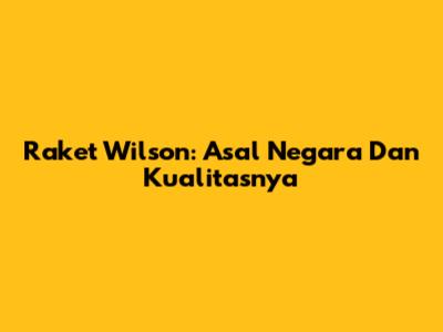 Raket Wilson: Asal Negara Dan Kualitasnya