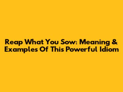 Reap What You Sow: Meaning & Examples Of This Powerful Idiom