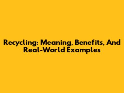 Recycling: Meaning, Benefits, And Real-World Examples
