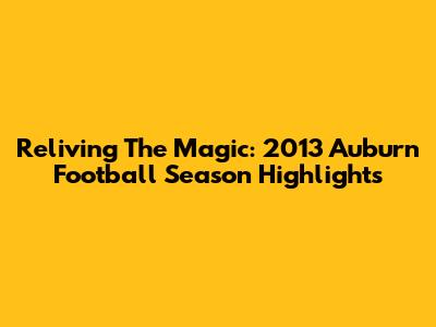 Reliving The Magic: 2013 Auburn Football Season Highlights