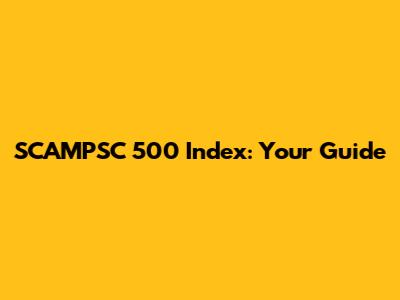 SCAMPSC 500 Index: Your Guide