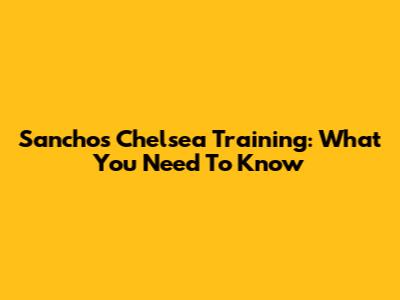 Sancho's Chelsea Training: What You Need To Know