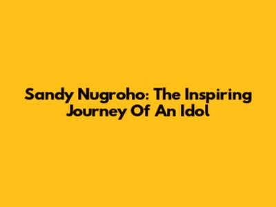 Sandy Nugroho: The Inspiring Journey Of An Idol