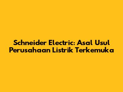 Schneider Electric: Asal Usul Perusahaan Listrik Terkemuka