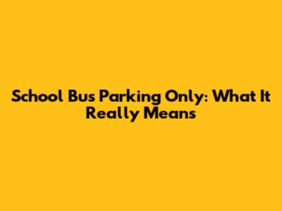 School Bus Parking Only: What It Really Means