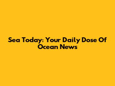 Sea Today: Your Daily Dose Of Ocean News