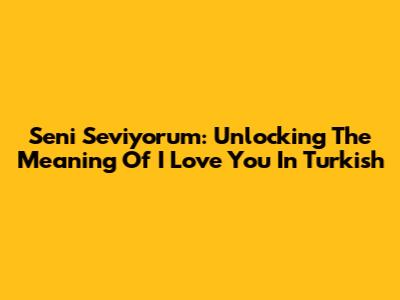Seni Seviyorum: Unlocking The Meaning Of "I Love You" In Turkish