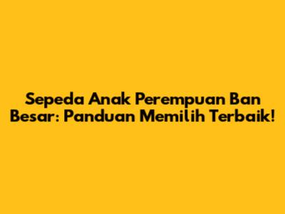 Sepeda Anak Perempuan Ban Besar: Panduan Memilih Terbaik!