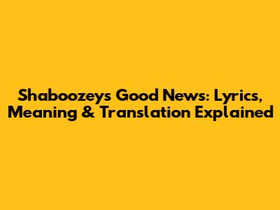 Shaboozey's Good News: Lyrics, Meaning & Translation Explained