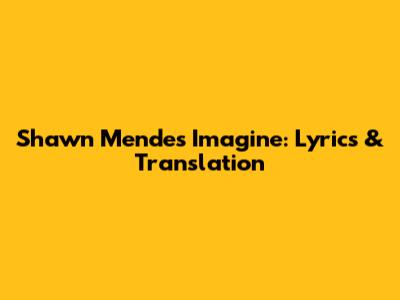 Shawn Mendes Imagine: Lyrics & Translation