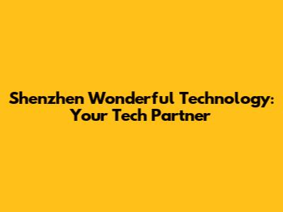 Shenzhen Wonderful Technology: Your Tech Partner