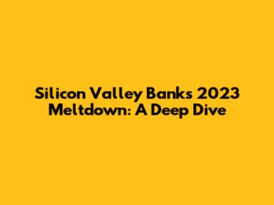 Silicon Valley Bank's 2023 Meltdown: A Deep Dive