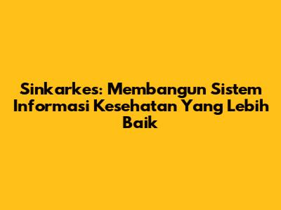 Sinkarkes: Membangun Sistem Informasi Kesehatan Yang Lebih Baik