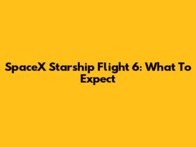 SpaceX Starship Flight 6: What To Expect