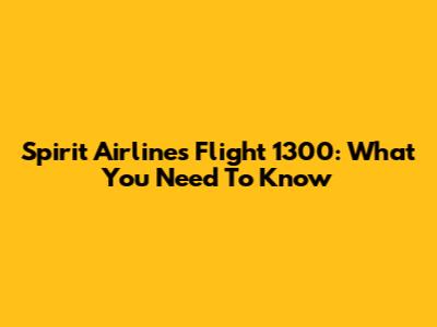 Spirit Airlines Flight 1300: What You Need To Know