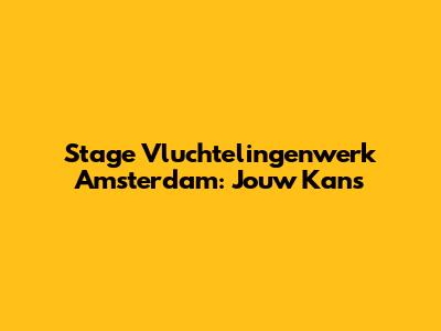 Stage Vluchtelingenwerk Amsterdam: Jouw Kans