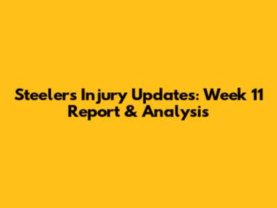 Steelers Injury Updates: Week 11 Report & Analysis