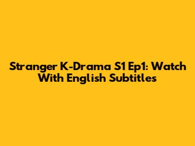 Stranger K-Drama S1 Ep1: Watch With English Subtitles