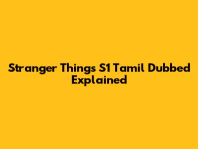 Stranger Things S1 Tamil Dubbed Explained