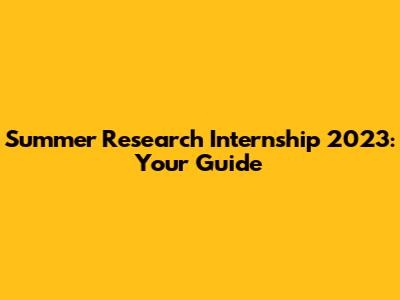 Summer Research Internship 2023: Your Guide