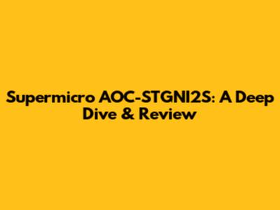 Supermicro AOC-STGNI2S: A Deep Dive & Review