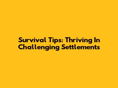Survival Tips: Thriving In Challenging Settlements