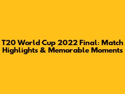 T20 World Cup 2022 Final: Match Highlights & Memorable Moments
