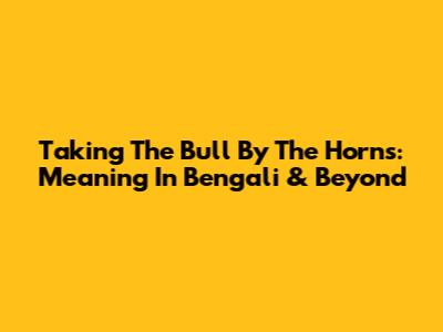 Taking The Bull By The Horns: Meaning In Bengali & Beyond