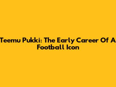 Teemu Pukki: The Early Career Of A Football Icon